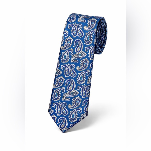 NEW! Roundtree & Yorke Blue Paisley Tie - Picture 2 of 5